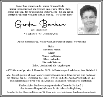Anzeige von Gerda Banken 