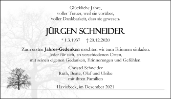 Anzeige von Jürgen Schneider 