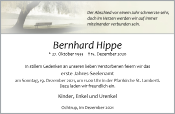 Anzeige von Bernhard Hippe 