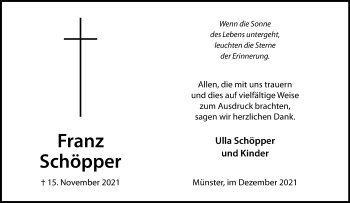 Anzeige von Franz Schöpper 