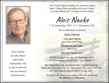 Anzeige von Alois Nacke 