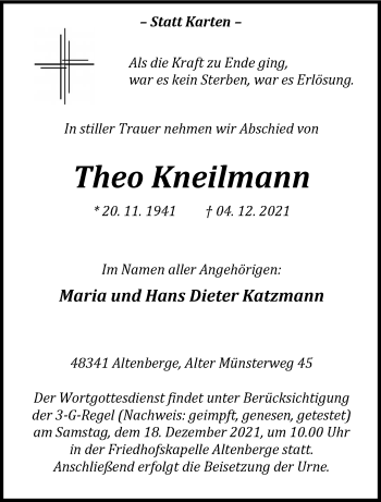 Anzeige von Theo Kneilmann 