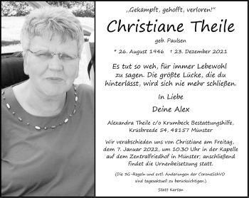 Anzeige von Christiane Theile 