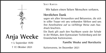 Anzeige von Anja Weeke 