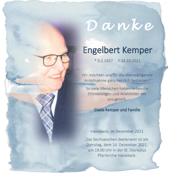 Anzeige von Engelbert Kemper 