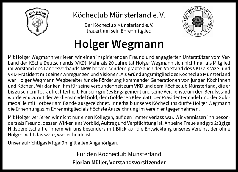  Traueranzeige für Holger Wegmann vom 04.12.2021 aus 
