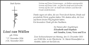 Anzeige von Lissi van Wüllen 