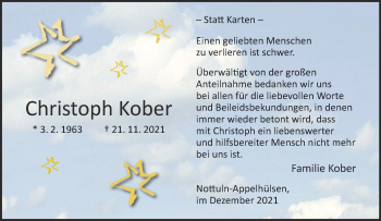 Anzeige von Christoph Kober 