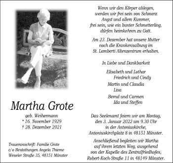 Anzeige von Martha Grote 