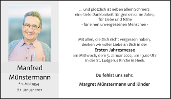 Anzeige von Manfred Münstermann 