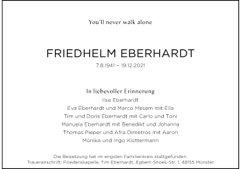 Anzeige von Friedhelm Eberhardt 