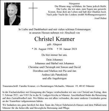 Anzeige von Christel Kramer 