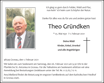 Anzeige von Theo Gründken 