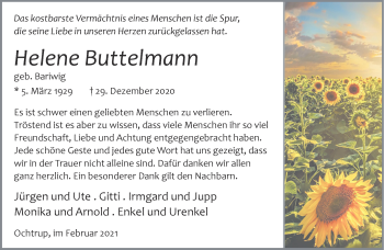 Anzeige von Helene Buttelmann 