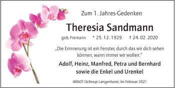Anzeige von Theresia Sandmann 