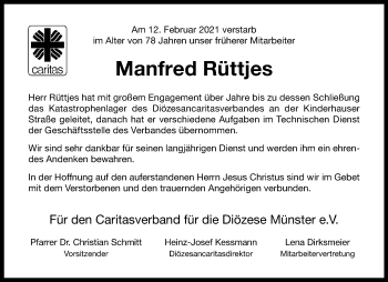 Anzeige von Manfred Rüttjes 