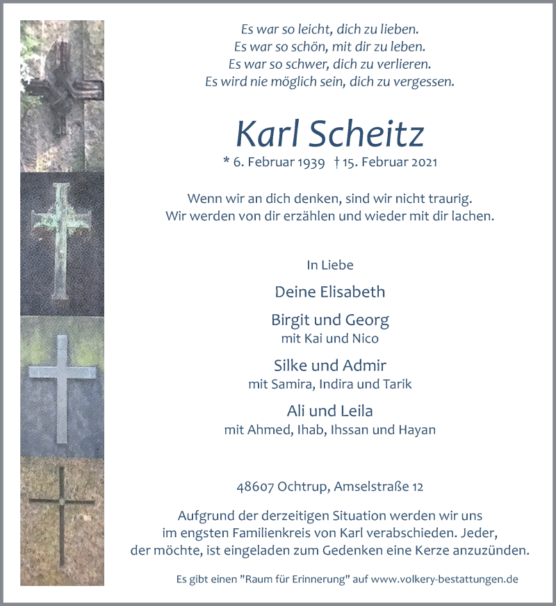  Traueranzeige für Karl Scheitz vom 18.02.2021 aus 