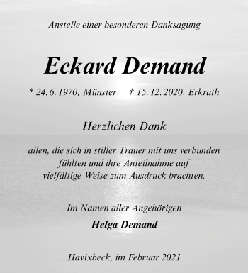 Anzeige von Eckard Demand 