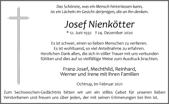 Anzeige von Josef Nienkötter 