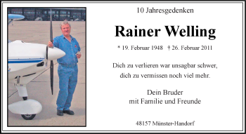 Anzeige von Rainer Welling 