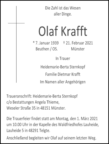 Anzeige von Olaf Krafft 