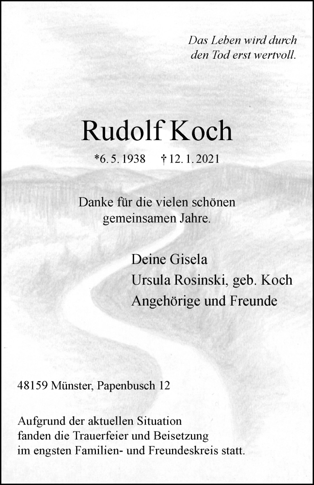  Traueranzeige für Rudolf Koch vom 06.02.2021 aus 