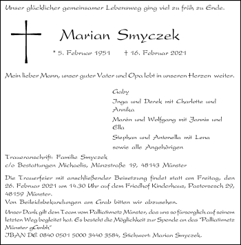Anzeige von Marian Smyczek 