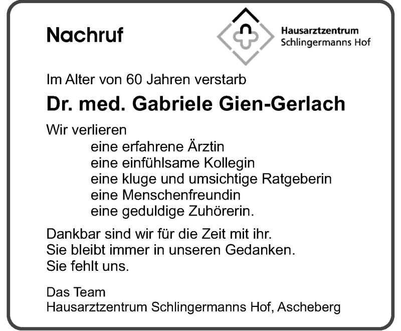  Traueranzeige für Gabriele Gien-Gerlach vom 20.02.2021 aus 