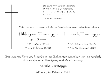Anzeige von Heinrich Terstegge 
