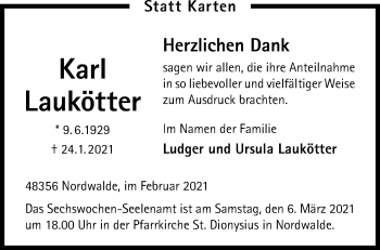 Anzeige von Karl Laukötter 
