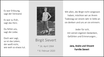 Anzeige von Birgit Sievert 