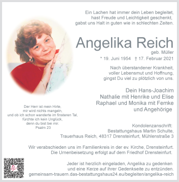 Anzeige von Angelika Reich 
