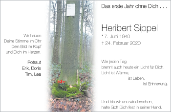Anzeige von Heribert Sippel 