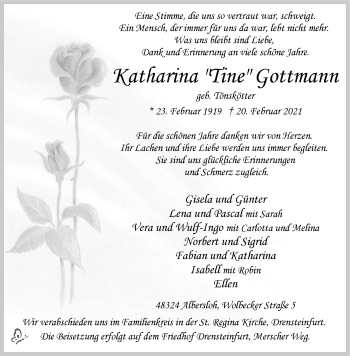 Anzeige von Katharina Gottmann 