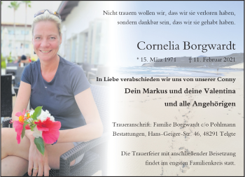 Anzeige von Cornelia Borgwardt 