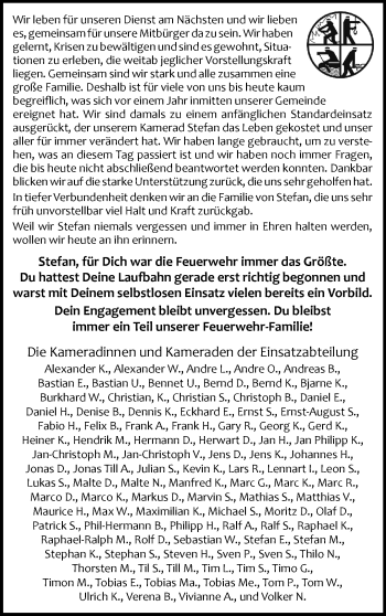 Anzeige von Stefan Mindrup 