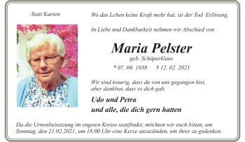 Anzeige von Maria Pelster 