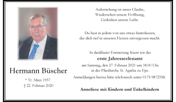 Anzeige von Hermann Büscher 