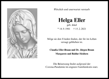 Anzeige von Helga Eller 