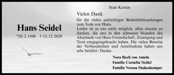 Anzeige von Hans Seidel 