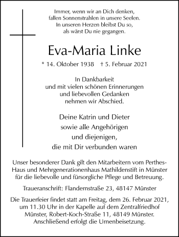 Anzeige von Eva-Maria Linke 
