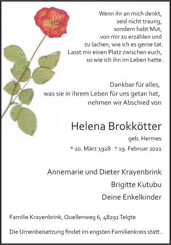 Anzeige von Helena Brokkötter 
