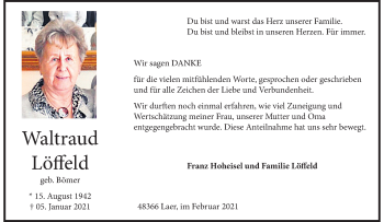 Anzeige von Waltraud Löffeld 