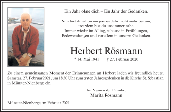 Anzeige von Herbert Rösmann 