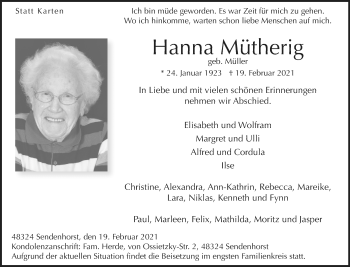 Anzeige von Hanna Mütherig 