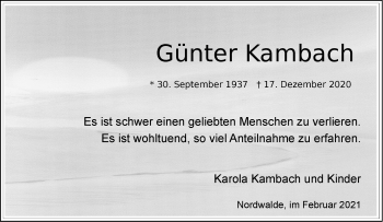Anzeige von Günter Kambach 