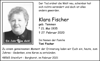Anzeige von Klara Fischer 