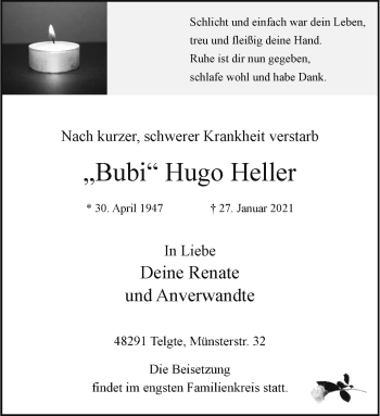 Anzeige von Hugo Heller 