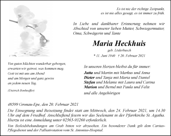 Anzeige von Maria Heckhuis 