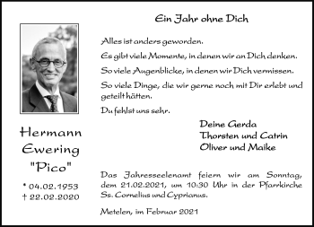 Anzeige von Hermann Ewering 